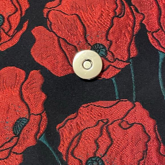 Anthropologie Monserat de Lucca Floral Poppy Envelope Clutch Fur Pom Pon - Picture 7 of 12